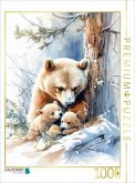 CALVENDO Puzzle Eine Bärin mit ihren Jungen   1000 Teile Lege-Größe 64x48cm Foto-Puzzle für glückliche Stunden