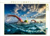 CALVENDO Puzzle Der Triathlon hat begonnen   1000 Teile Lege-Größe 64x48cm Foto-Puzzle für glückliche Stunden