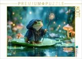 CALVENDO Puzzle Magischer Frosch mit Zauberstab auf dem Seeblatt   1000 Teile Lege-Größe 64x48cm Foto-Puzzle für glückli