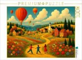 CALVENDO Puzzle Felder, Farben, Heißluftballons   1000 Teile Lege-Größe 64x48cm Foto-Puzzle für glückliche Stunden