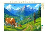 CALVENDO Puzzle Hirtenblick ins Tal - Anime Alpen   1000 Teile Lege-Größe 64x48cm Foto-Puzzle für glückliche Stunden