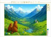 CALVENDO Puzzle Murmeltiere mit Blick ins Tal - Anime Alpen   1000 Teile Lege-Größe 64x48cm Foto-Puzzle für glückliche S