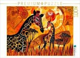 CALVENDO Puzzle Zwei Giraffen mit Blick zur Sonne   1000 Teile Lege-Größe 64x48cm Foto-Puzzle für glückliche Stunden