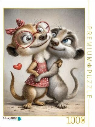 CALVENDO Puzzle Erdmännchen - Liebe   1000 Teile Lege-Größe 64x48cm Foto-Puzzle für glückliche Stunden