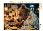 CALVENDO Puzzle Schreibtischbär in Pause - Müde und charmant zugleich   1000 Teile Lege-Größe 64x48cm Foto-Puzzle für gl