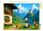 CALVENDO Puzzle Leben im Schatten des Märchenschlosses - Anime Alpen   1000 Teile Lege-Größe 64x48cm Foto-Puzzle für glü