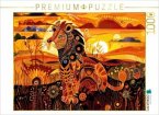 CALVENDO Puzzle Majestätischer Löwe in afrikanischer Farbwelt   1000 Teile Lege-Größe 64x48cm Foto-Puzzle für glückliche