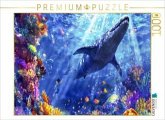CALVENDO Puzzle Schwimmen mit dem Meeressaurier im Korallenriff   1000 Teile Lege-Größe 64x48cm Foto-Puzzle für glücklic