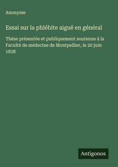Cover Essai sur la phlébite aiguë en général