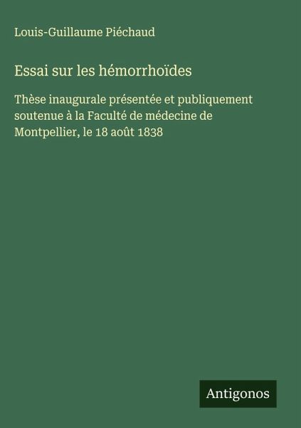 Essai sur les hémorrhoïdes