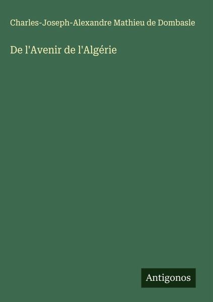 De l'Avenir de l'Algérie De l'Avenir de l'Algérie