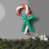 Ballonfigur Kranz/Zuckerstange, Rot/Weiß