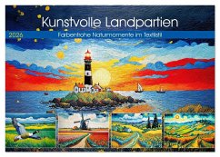Cover Kunstvolle Landpartien - Farbenfrohe Naturmomente im Textilstil (Tischkalender 2026 DIN A5 quer), CALVENDO Monatskalender