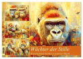 Wächter der Stille. Beeindruckende Gorillas in moderner Öloptik (Tischkalender 2026 DIN A5 quer), CALVENDO Monatskalender