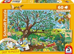 Cover Schmidt 56573 - Tiere im Garten, Kinderpuzzle+Poster, 60 Teile