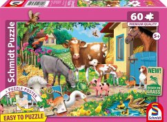 Cover Schmidt 56574 - Bauernhof Tiere, Kinderpuzzle+Poster, 60 Teile
