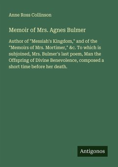 Cover Memoir of Mrs. Agnes Bulmer