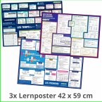 mindmemo Lernposter 3er Set - Französische Zeiten + Wortarten + Pronomen   Grammatik lernen Grundwissen Lernhilfe