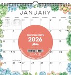 Succulents 2026 12 X 12 Spiral Wall Calendar