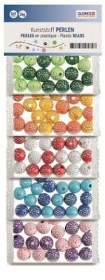 Cover Kunststoff Perlen, bunt mit Punkten 10mm, 5-fach sort, 50g