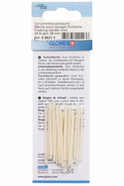 Schwimmkerzendocht 24St 50mm 3x14 Flachdocht gewachst Schwimmkerzendocht 24St 50mm 3x14 Flachdocht gewachst