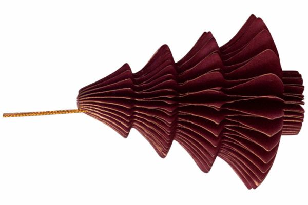 Wabenbaum mit Hänger, bordeau 10cm, 4St., Papier