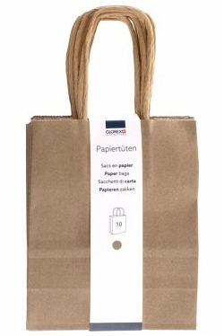 Papiertragetasche, Kordelgriff 12x15x5,5cm, natur, 10St Papiertragetasche, Kordelgriff 12x15x5,5cm, natur, 10St