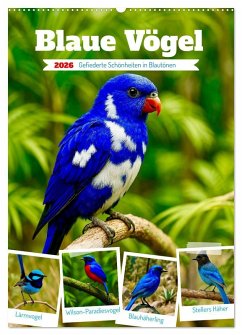 Cover Blaue Vögel (Wandkalender 2026 DIN A2 hoch), CALVENDO Monatskalender