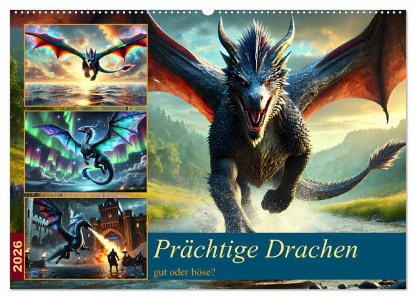 Prächtige Drachen, gut oder böse? (Wandkalender 2026 DIN A2 quer), CALVENDO Monatskalender Prächtige Drachen, gut oder böse? (Wandkalender 2026 DIN A2 quer), CALVENDO Monatskalender