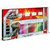 JURASSIC WORLD - Malset XL, 41-tlg., inkl. Malbuch & Stempel