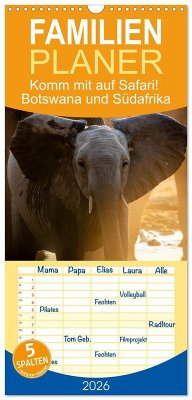 Cover Familienplaner 2026 - Komm mit auf Safari! Botswana und Südafrika mit 5 Spalten (Wandkalender, 21 x 45 cm) CALVENDO