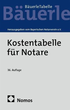 Cover Kostentabelle für Notare