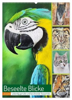 Cover Beseelte Blicke - Lebendig gemalte und berührende Tierporträts (Wandkalender 2026 DIN A2 hoch), CALVENDO Monatskalender