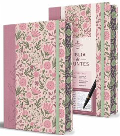 Cover Biblia de Apuntes Rvr 1960 Tapa Dura, Rosada Con Flores / Spanish Journalling Bible Rvr 1960 Hardcover Pink with Flowers