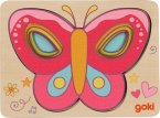 Goki 57305 - Schichtenpuzzle Schmetterling, 5-lagiges Puzzle, Holz