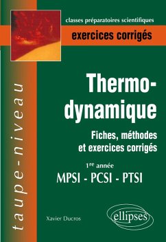 Cover Thermodynamique - Fiches, méthodes et exercices corrigés - 1re année MPSI-PCSI-PTSI
