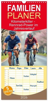 Cover Familienplaner 2026 - Kilometerkiller - Rennrad-Power im Jahresverlauf mit 5 Spalten (Wandkalender, 21 x 45 cm) CALVENDO