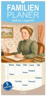 Familienplaner 2026 - Selma Lagerlöf mit 5 Spalten (Wandkalender, 21 x 45 cm) CALVENDO