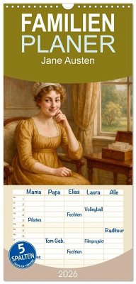 Familienplaner 2026 - Jane Austen mit 5 Spalten (Wandkalender, 21 x 45 cm) CALVENDO