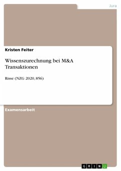 Wissenszurechnung bei M&A Transaktionen (eBook, PDF) - Feiter, Kristen