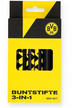 BVB Borussia Dortmund 3-in-1 Buntstifte/Wachsmaler 6er Set mit Anspitzer
