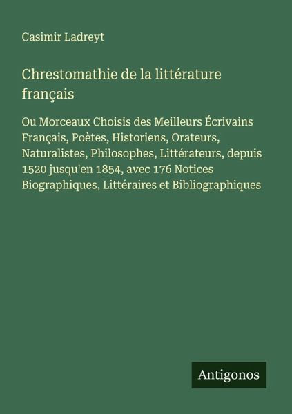 Chrestomathie de la littérature français Chrestomathie de la littérature français