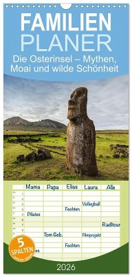 Familienplaner 2026 - Die Osterinsel - Mythen, Moai und wilde Schönheit mit 5 Spalten (Wandkalender, 21 x 45 cm) CALVENDO