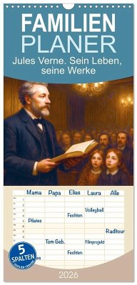 Cover Familienplaner 2026 - Jules Verne. Sein Leben, seine Werke mit 5 Spalten (Wandkalender, 21 x 45 cm) CALVENDO