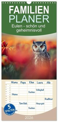 Cover Familienplaner 2026 - Eulen - schön und geheimnisvoll mit 5 Spalten (Wandkalender, 21 x 45 cm) CALVENDO