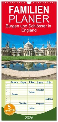 Cover Familienplaner 2026 - Burgen und Schlösser in England mit 5 Spalten (Wandkalender, 21 x 45 cm) CALVENDO