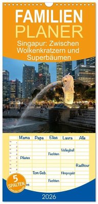 Cover Familienplaner 2026 - Singapur: Zwischen Wolkenkratzern und Superbäumen mit 5 Spalten (Wandkalender, 21 x 45 cm) CALVENDO