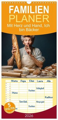 Cover Familienplaner 2026 - Mit Herz und Hand, Ich bin Bäcker mit 5 Spalten (Wandkalender, 21 x 45 cm) CALVENDO