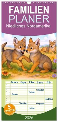 Cover Familienplaner 2026 - Niedliches Nordamerika mit 5 Spalten (Wandkalender, 21 x 45 cm) CALVENDO