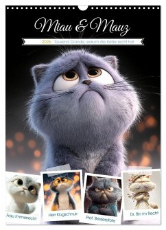 Miau & Mauz (Wandkalender 2026 DIN A3 hoch), CALVENDO Monatskalender